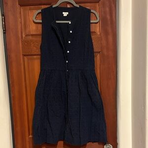 J. Crew Dark Blue Sleeveless Eyelet Dress